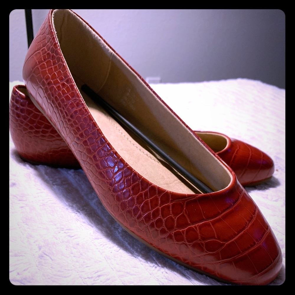 ASOS. Red Croc Ballet Flats